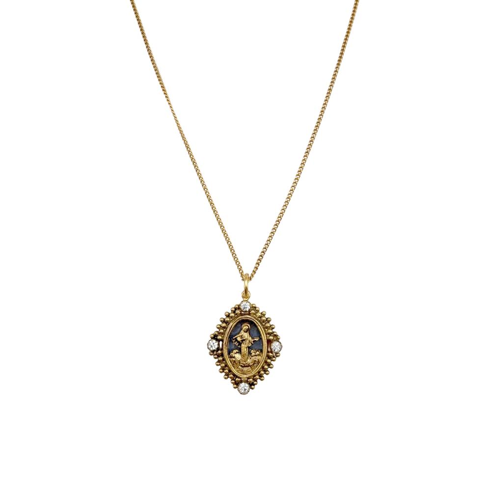 VIRGINS SAINTS & ANGELS VSA Petite Oval Cloister Lady of Fatima Charm Necklace